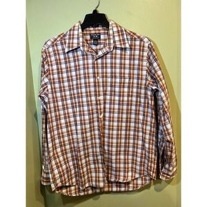 Alexander Julian Colours Long Sleeve Brown Plaid Button Down Men's Shirt Large